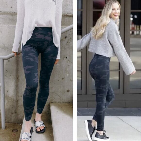 SPANX Pants - Spanx Look at Me Now Camo Blue Seamless Leggings Womens Size Small